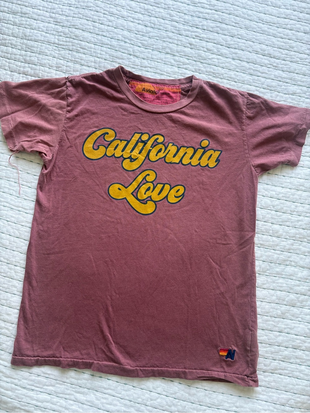 Aviator Nation Kids California Love Tee - Dusty Rose with Yellow Script